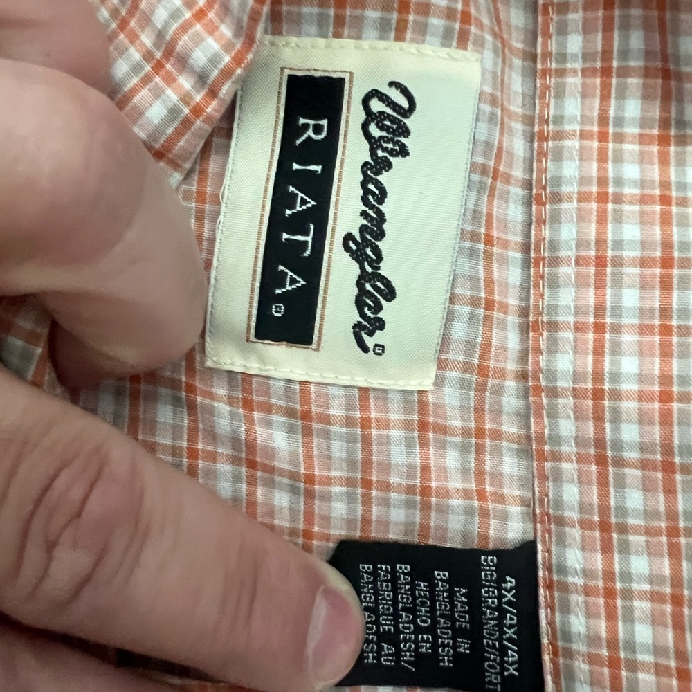 Wrangler Orange and White Checkered Dress Shirt